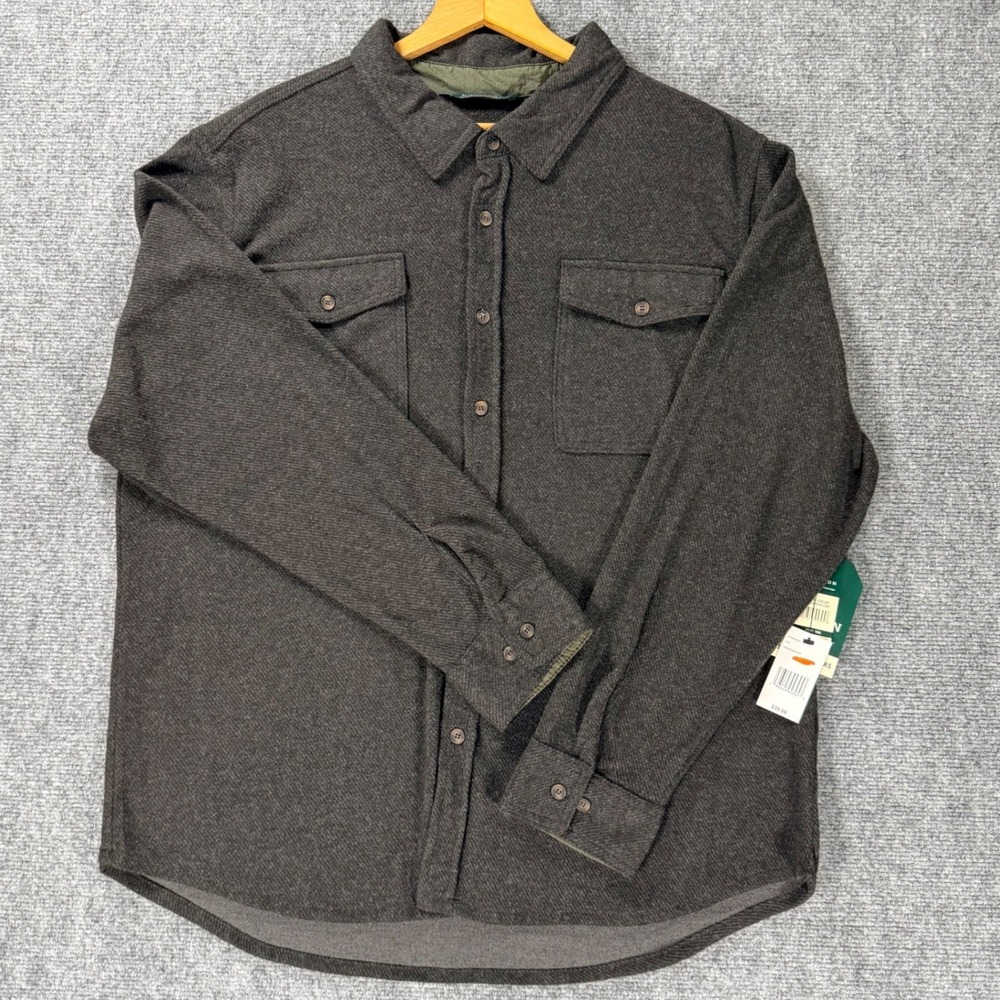Horizon Bass Creek Outfitters Men's XXL Charcoal Stretch Flannel Shirt NWT